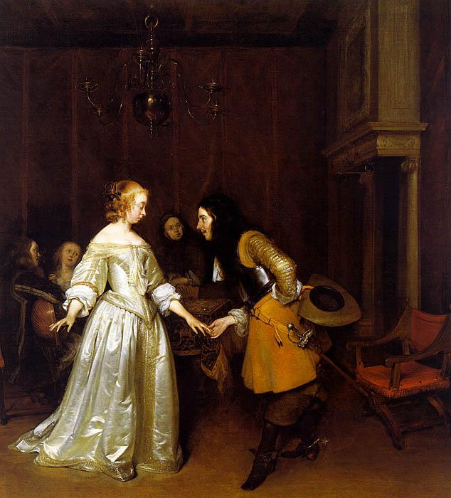 Gerard Ter Borch An Officer Making his Bow to a Lady Sweden oil painting art